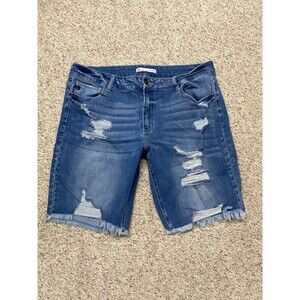 18 Kancan High Rise Distressed Bermuda Raw Fray Hem Shorts